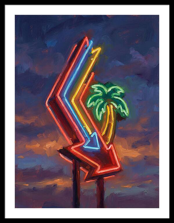 Neon Arrow With Palm Tree