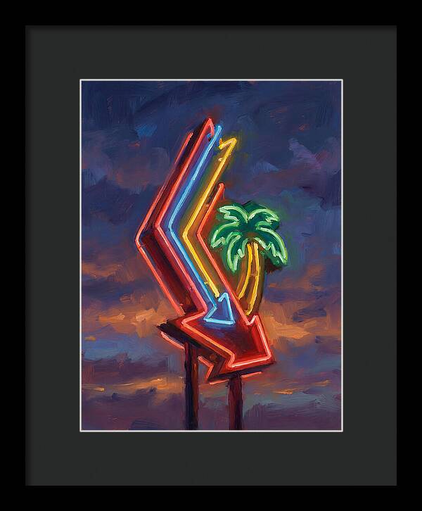 Neon Arrow With Palm Tree