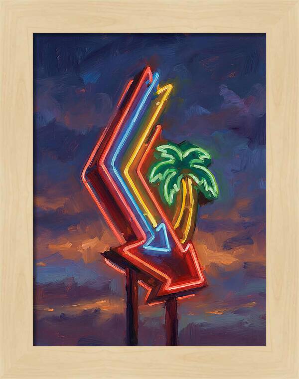 Neon Arrow With Palm Tree