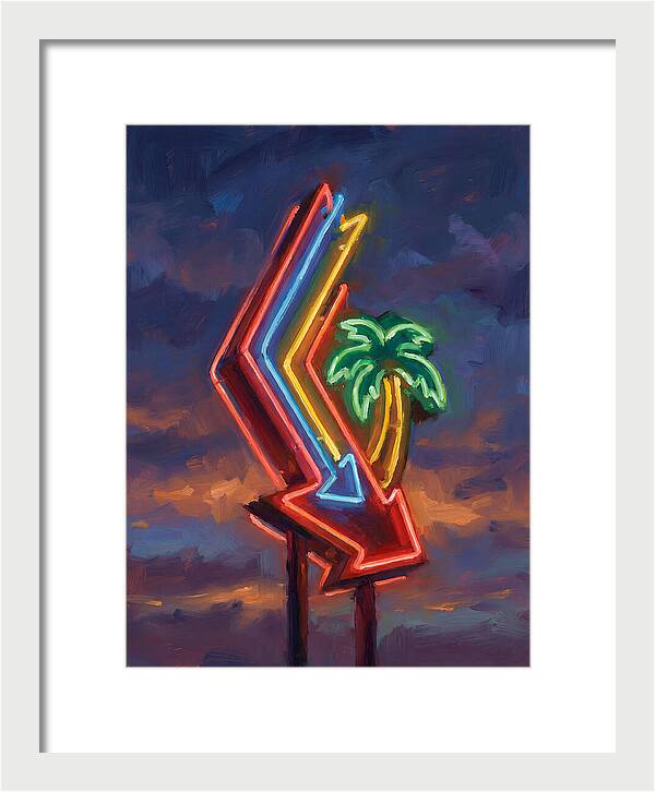Neon Arrow With Palm Tree
