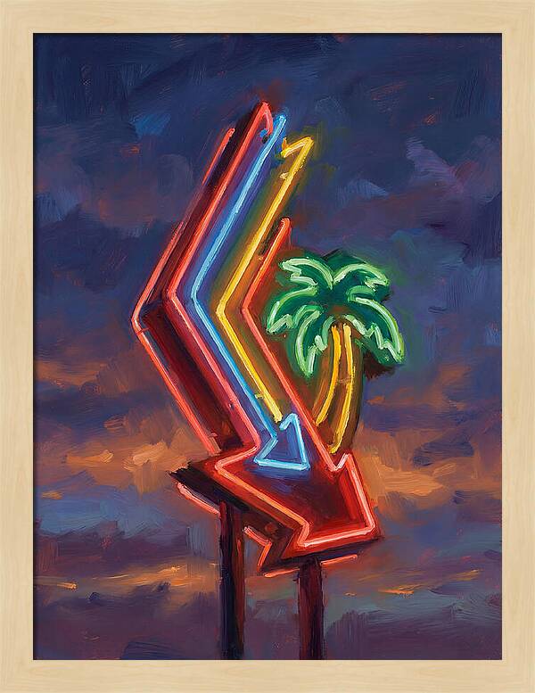Neon Arrow With Palm Tree