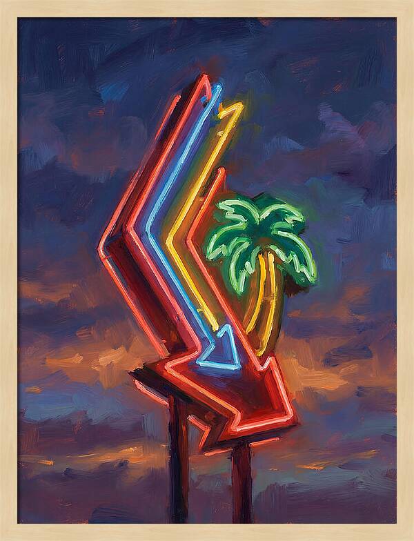 Neon Arrow With Palm Tree