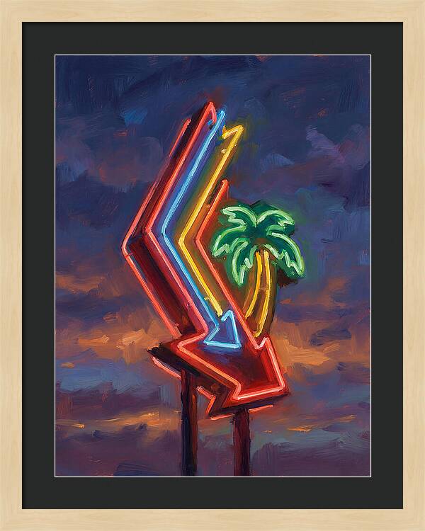 Neon Arrow With Palm Tree