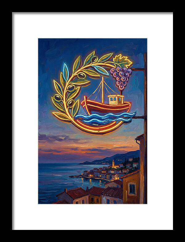 Neon Sign Over Mediterranean Waters