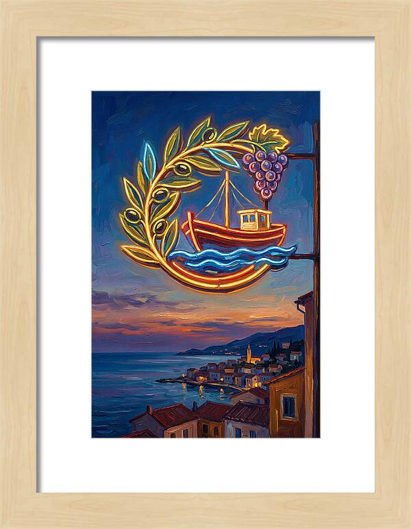 Neon Sign Over Mediterranean Waters