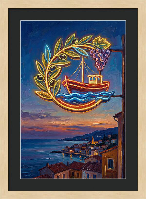 Neon Sign Over Mediterranean Waters