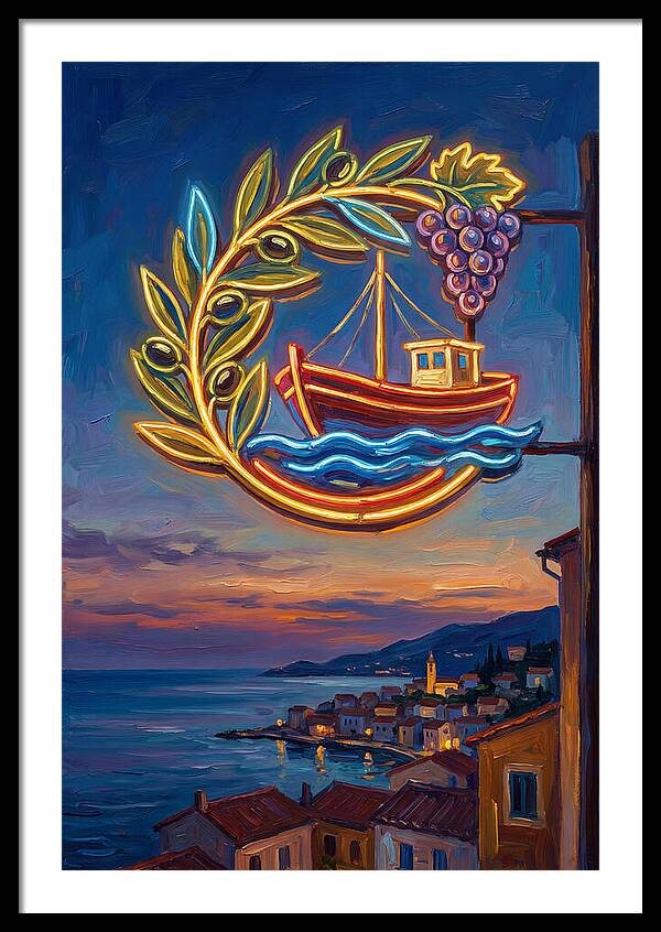 Neon Sign Over Mediterranean Waters