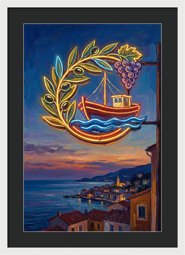 Neon Sign Over Mediterranean Waters