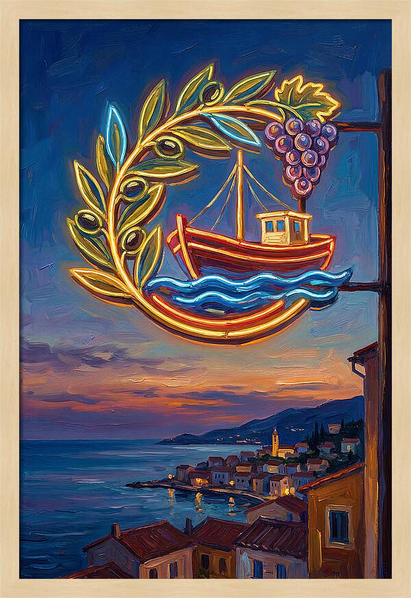 Neon Sign Over Mediterranean Waters