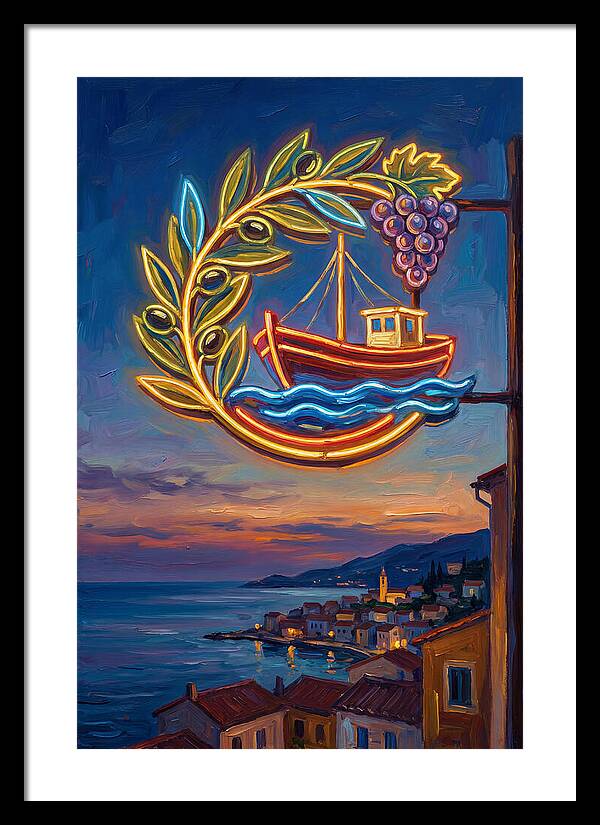 Neon Sign Over Mediterranean Waters