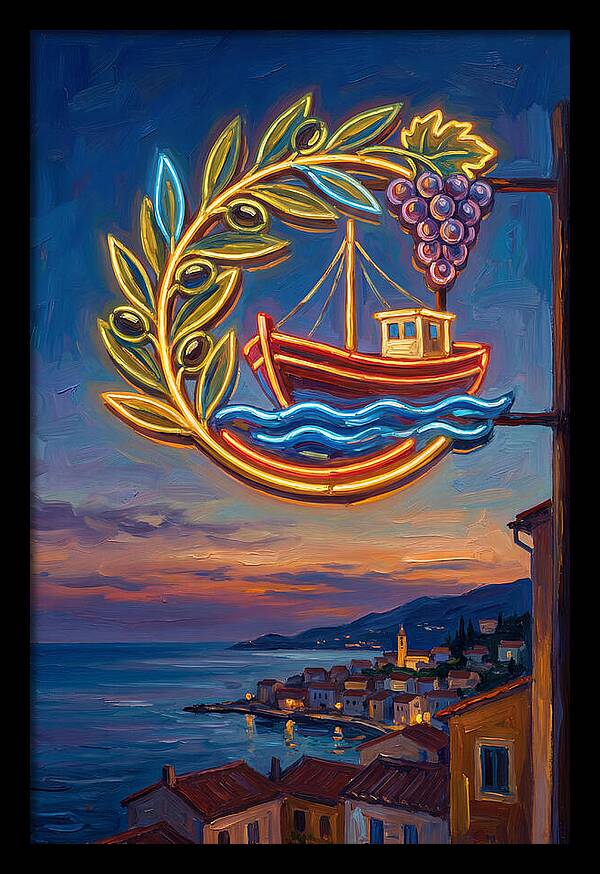 Neon Sign Over Mediterranean Waters