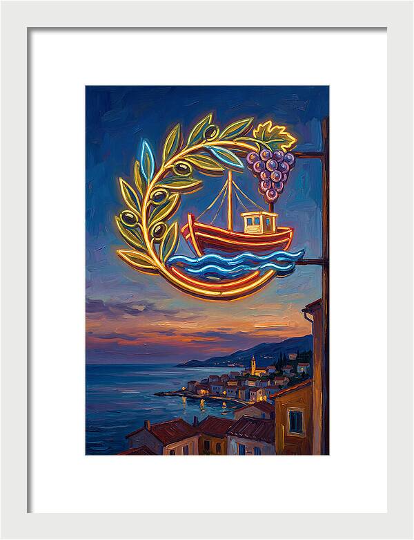 Neon Sign Over Mediterranean Waters
