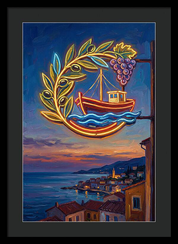 Neon Sign Over Mediterranean Waters