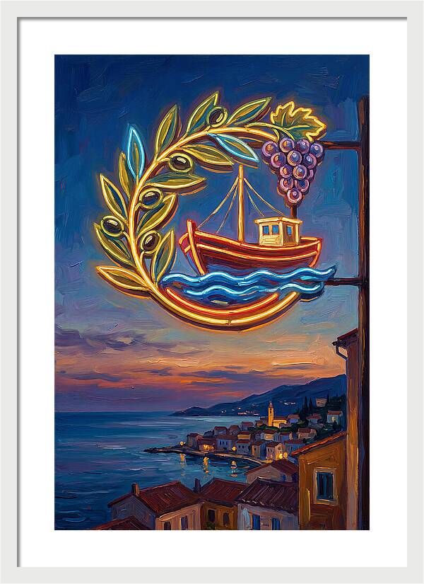 Neon Sign Over Mediterranean Waters