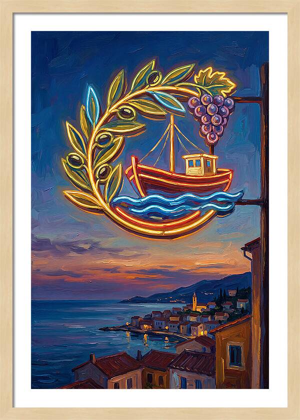Neon Sign Over Mediterranean Waters