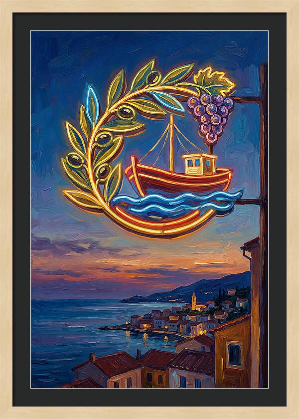 Neon Sign Over Mediterranean Waters