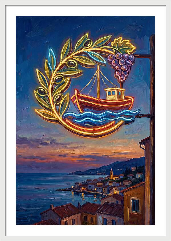 Neon Sign Over Mediterranean Waters