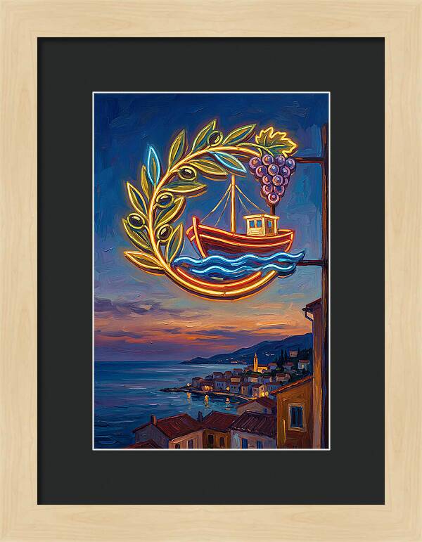 Neon Sign Over Mediterranean Waters