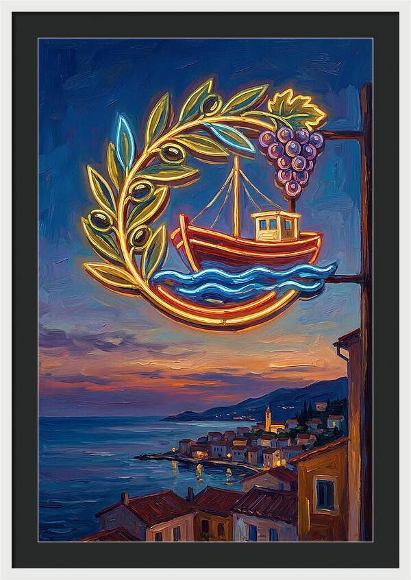 Neon Sign Over Mediterranean Waters
