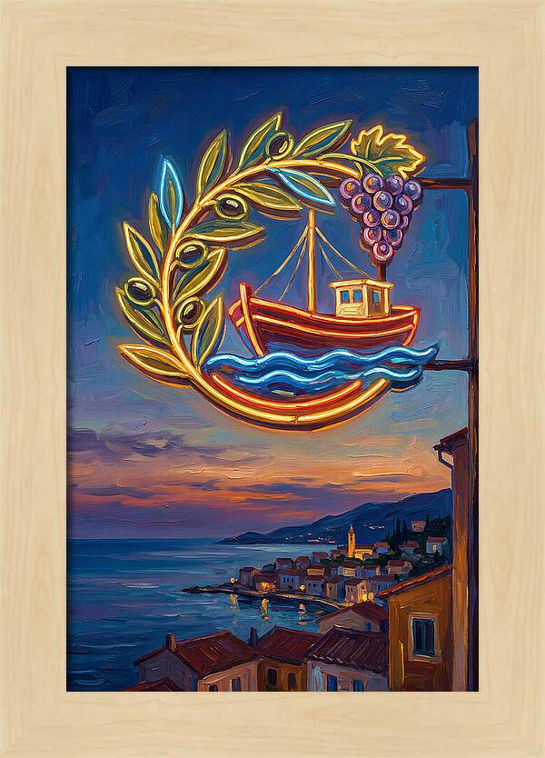 Neon Sign Over Mediterranean Waters