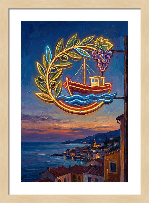 Neon Sign Over Mediterranean Waters