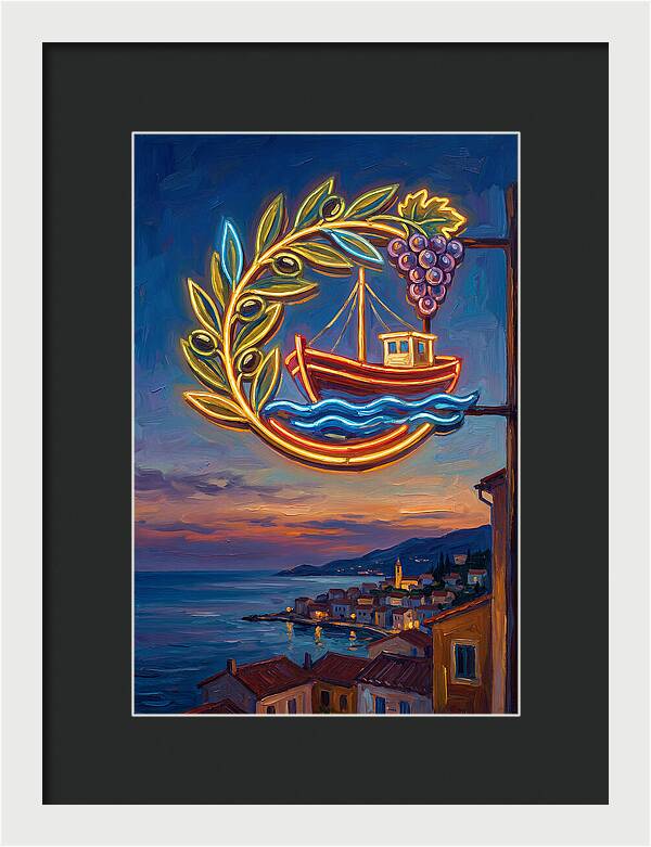 Neon Sign Over Mediterranean Waters