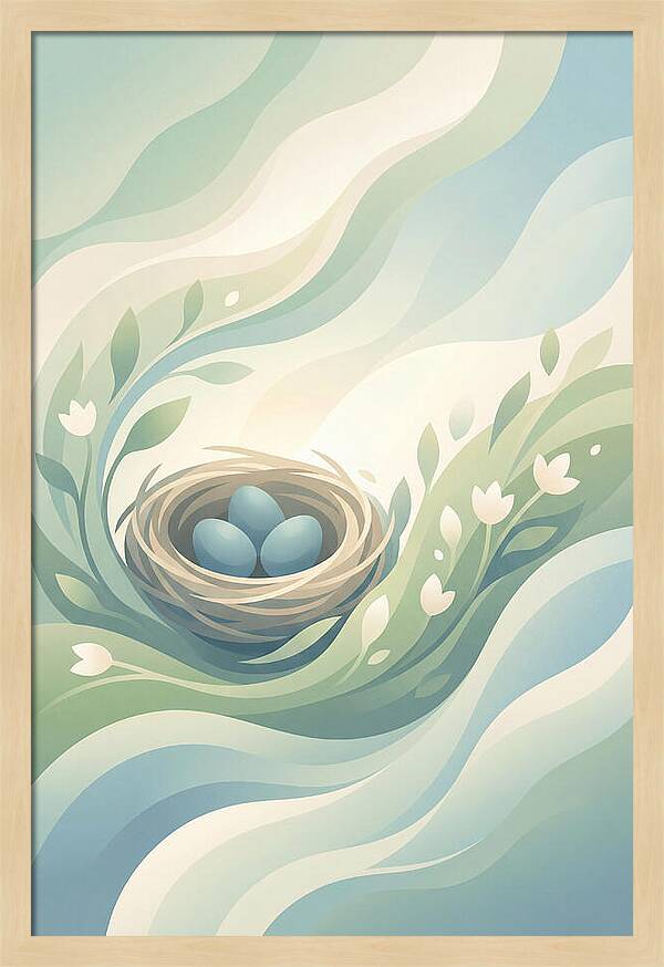 Nest With Blue Eggs