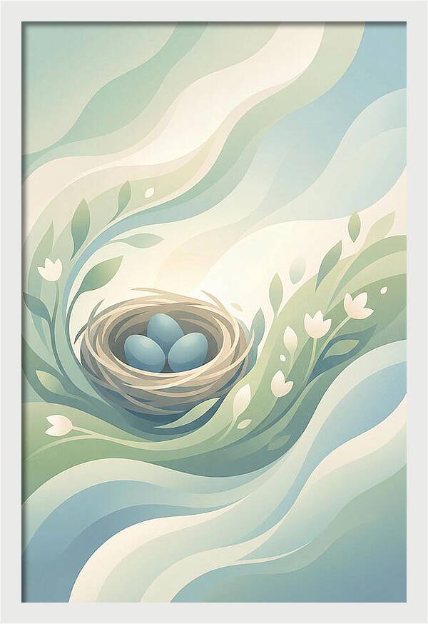 Nest With Blue Eggs