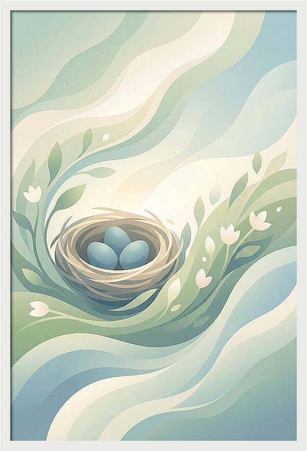 Nest With Blue Eggs