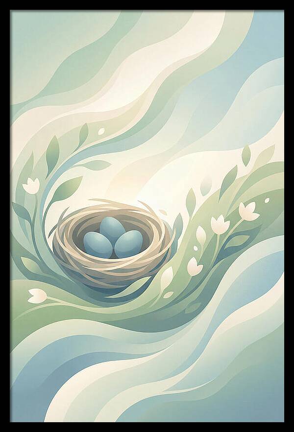 Nest With Blue Eggs