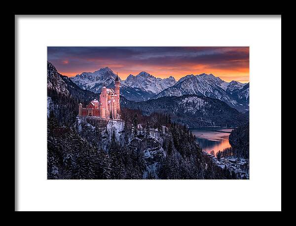 Neuschwanstein Castle At Sunset