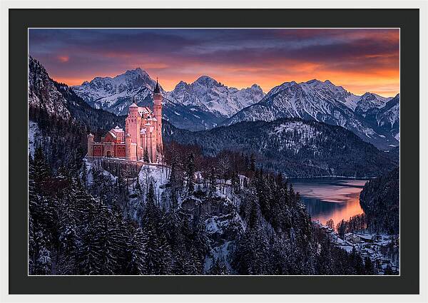 Neuschwanstein Castle At Sunset