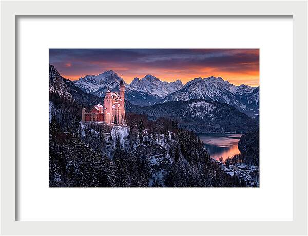 Neuschwanstein Castle At Sunset