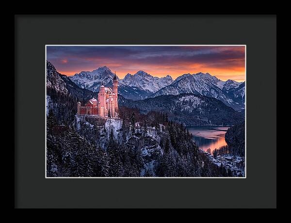 Neuschwanstein Castle At Sunset