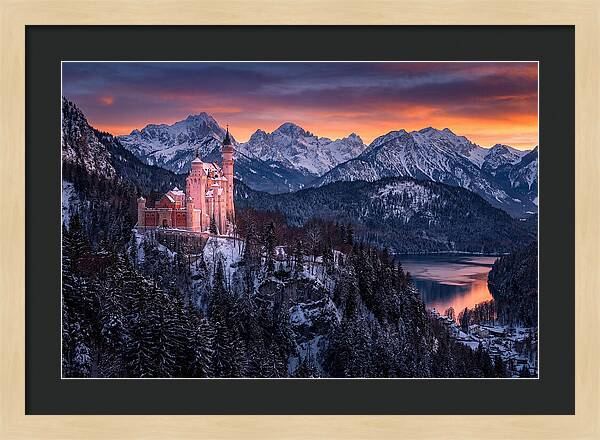 Neuschwanstein Castle At Sunset