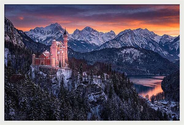 Neuschwanstein Castle At Sunset