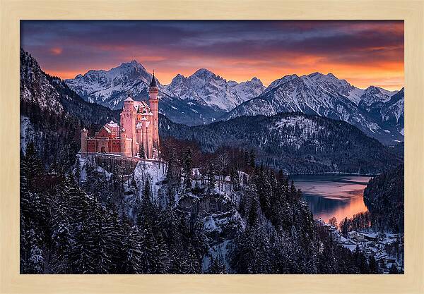Neuschwanstein Castle At Sunset