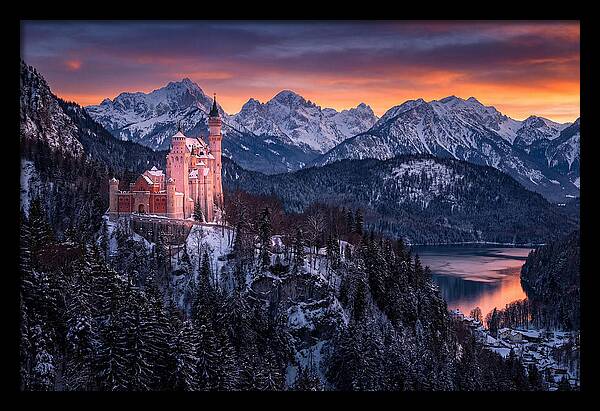 Neuschwanstein Castle At Sunset