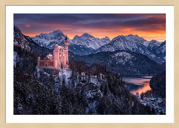 Neuschwanstein Castle At Sunset