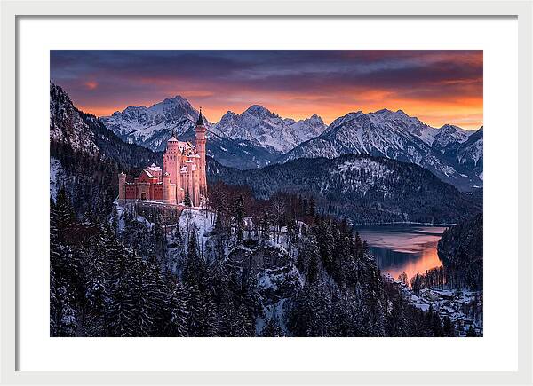 Neuschwanstein Castle At Sunset