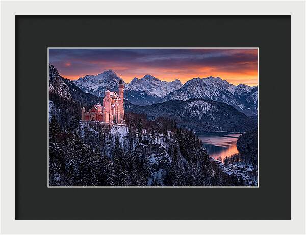Neuschwanstein Castle At Sunset