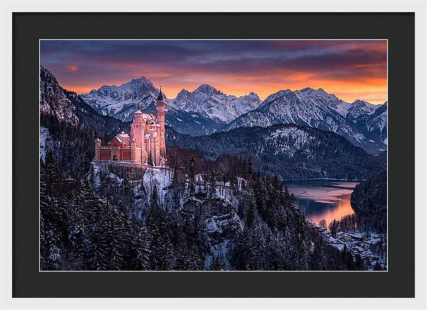 Neuschwanstein Castle At Sunset