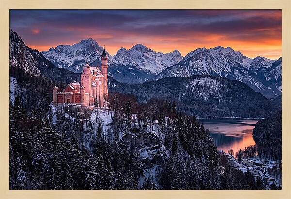 Neuschwanstein Castle At Sunset