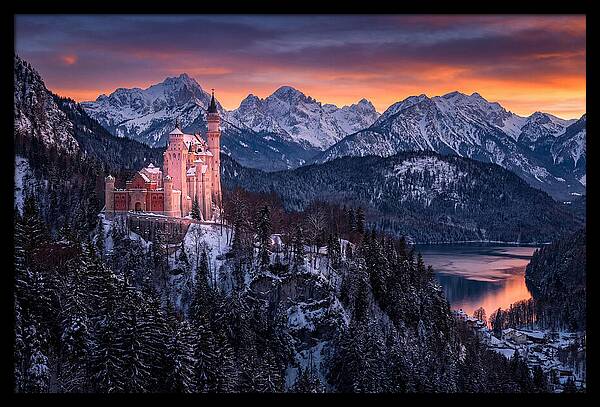 Neuschwanstein Castle At Sunset