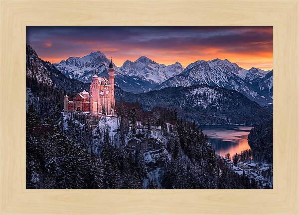 Neuschwanstein Castle At Sunset