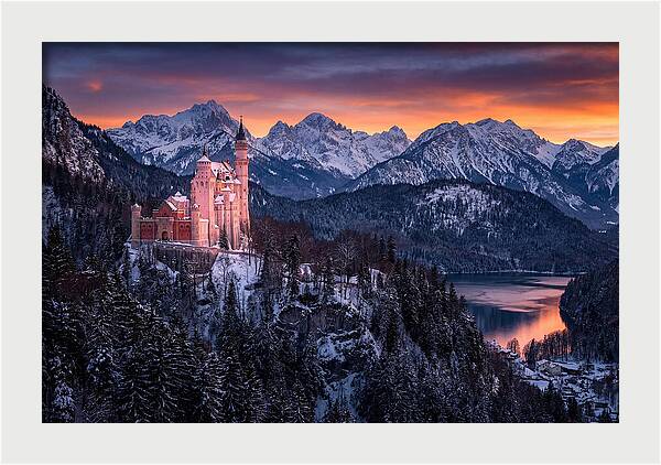 Neuschwanstein Castle At Sunset