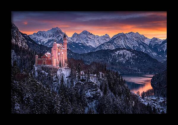 Neuschwanstein Castle At Sunset