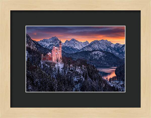 Neuschwanstein Castle At Sunset
