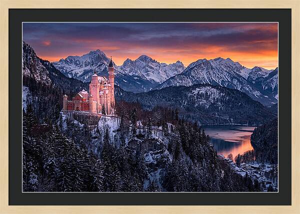 Neuschwanstein Castle At Sunset