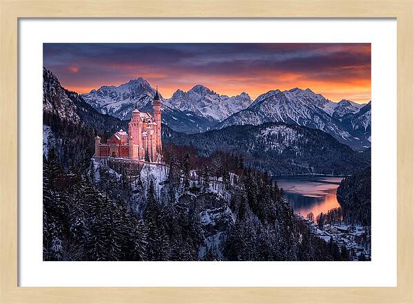Neuschwanstein Castle At Sunset